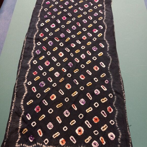 Pier 1 Accessories - Gypsy Pier1 Handmade Tie-dyed Look Rayon Fringe on each end Scarf Countrycore